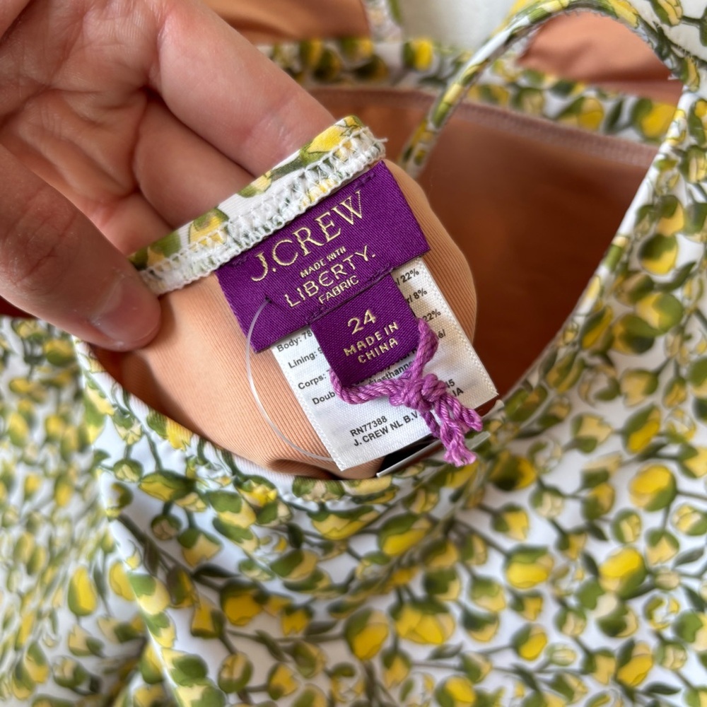 J crew womens Plunge‎ one-piece swimsuit in Liberty Eliza's Yellow size 24 NWT - Picture 8 of 12